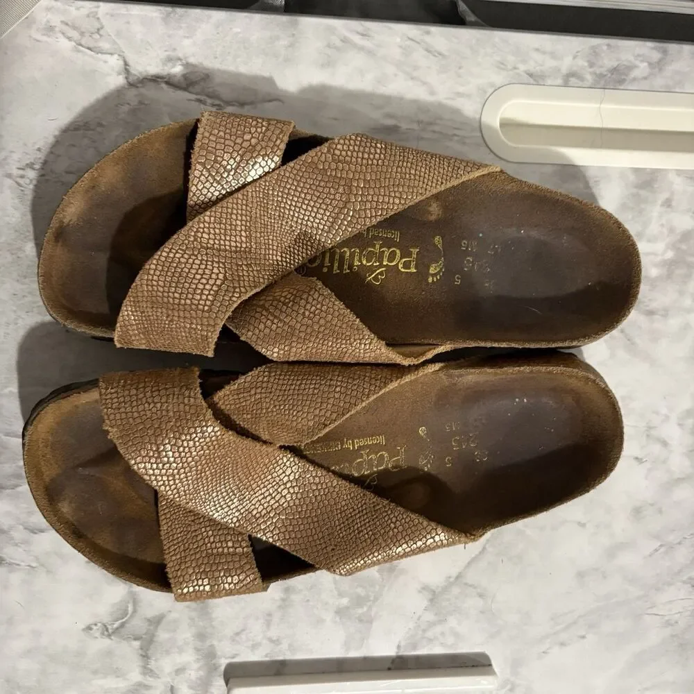 Papillio Birkenstock Daytona Sandals Metallic Gold Hippie Women's 7